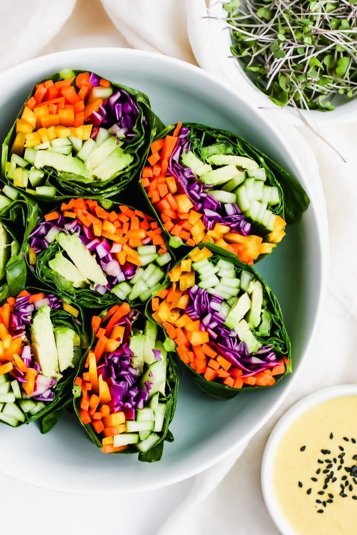 Raw Rainbow Wraps with Ginger Tahini Dressing | Recipe | Raw food diet, Raw vegan diet, Raw vegan recipes